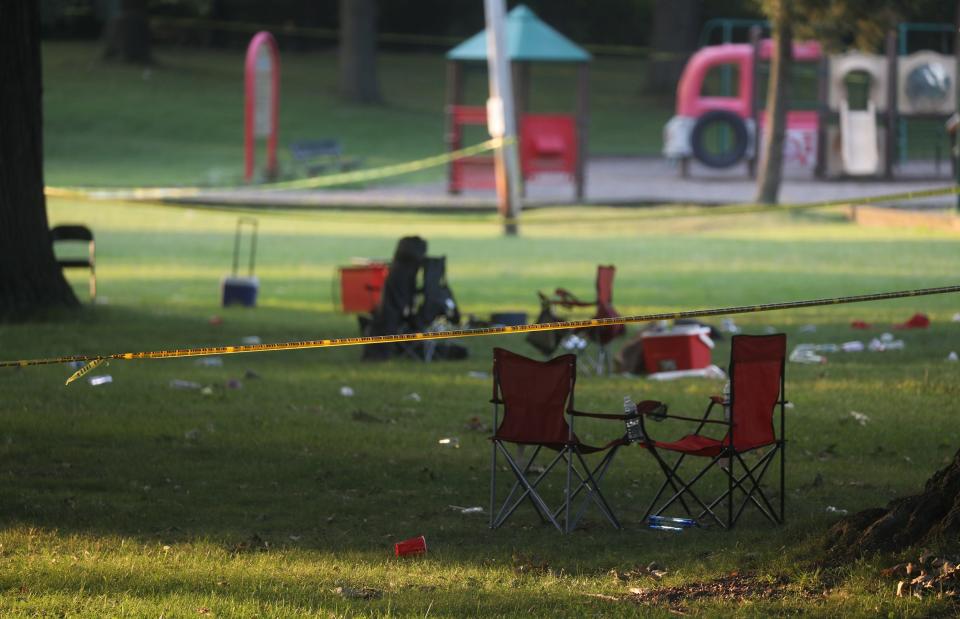 A large gathering at Maplewood Park where people barbecuing food was taking place when the shooting took place.