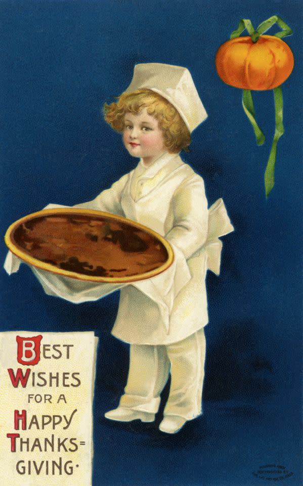 Vintage illustrations as Thanksgiving greetings