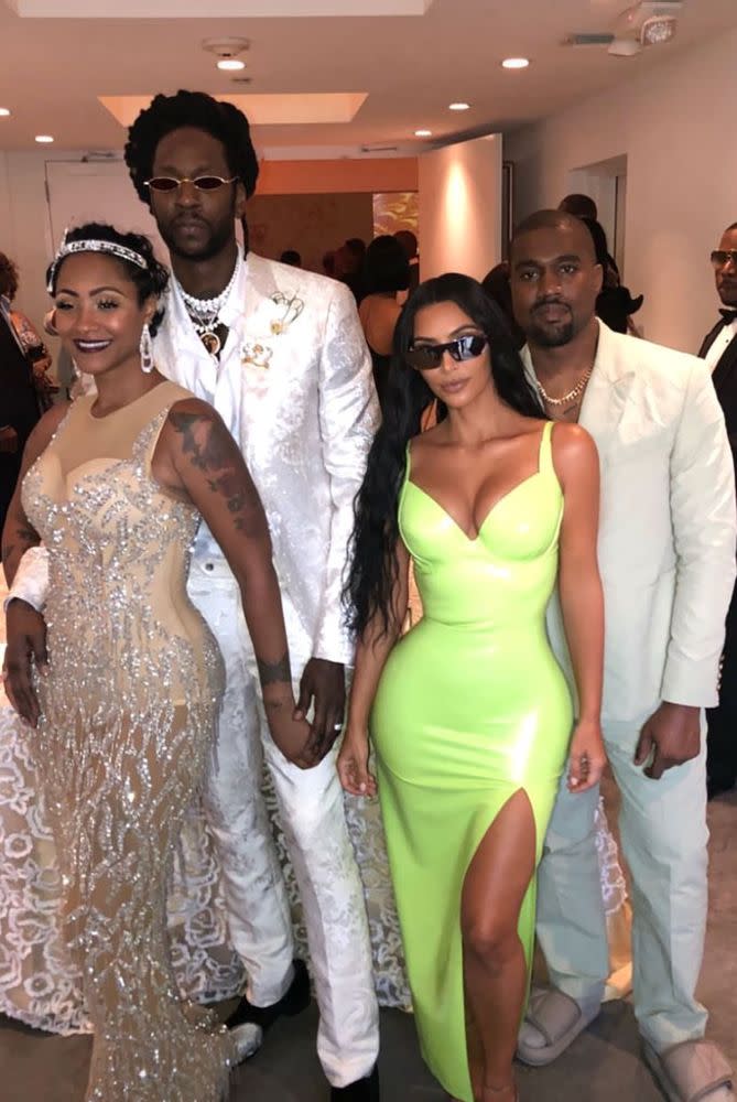 Kim Kardashian and Kanye West at 2 Chainz's wedding