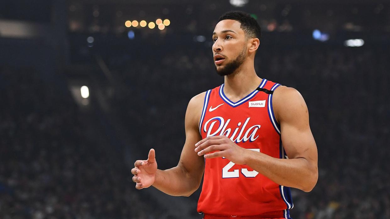 MILWAUKEE, WISCONSIN - FEBRUARY 22:  Ben Simmons #25 of the Philadelphia 76ers waits for a pass during the first half of a game against the Milwaukee Bucks at Fiserv Forum on February 22, 2020 in Milwaukee, Wisconsin.