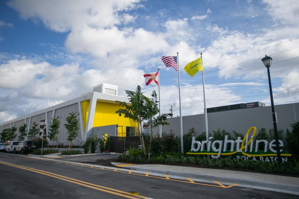 Pictured is the front signage of the new Boca Raton Brightline station, seen prior to the grand opening of the station on Tuesday, December 20, 2022, in Boca Raton, FL. Just one day short of a year since construction began at the site in Boca Raton, city and Brightline officials hosted a ribbon cutting ceremony ahead of the station opening to the public on December 21st. 