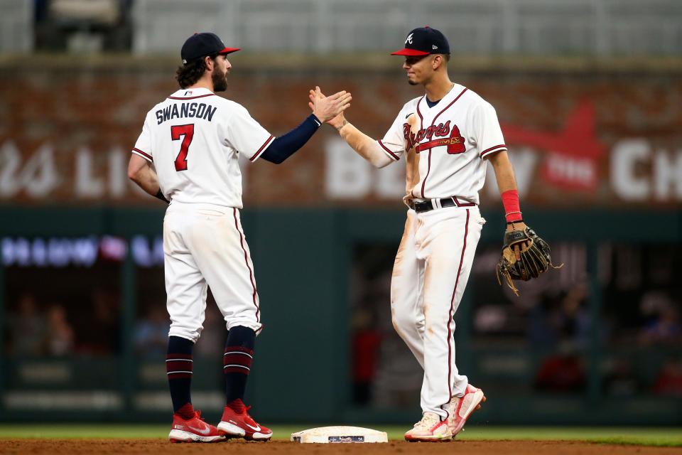 Shortstop Dansby Swanson and second baseman Vaughn Grissom have given the Braves a potent up-the-middle combination this season, even with Ozzie Albies sidelined.