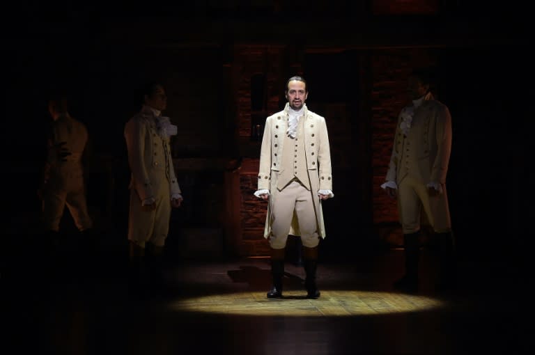 Actor and composer Lin-Manuel Miranda performs a piece from the Tony-nominated musical "Hamilton" on February 15, 2016