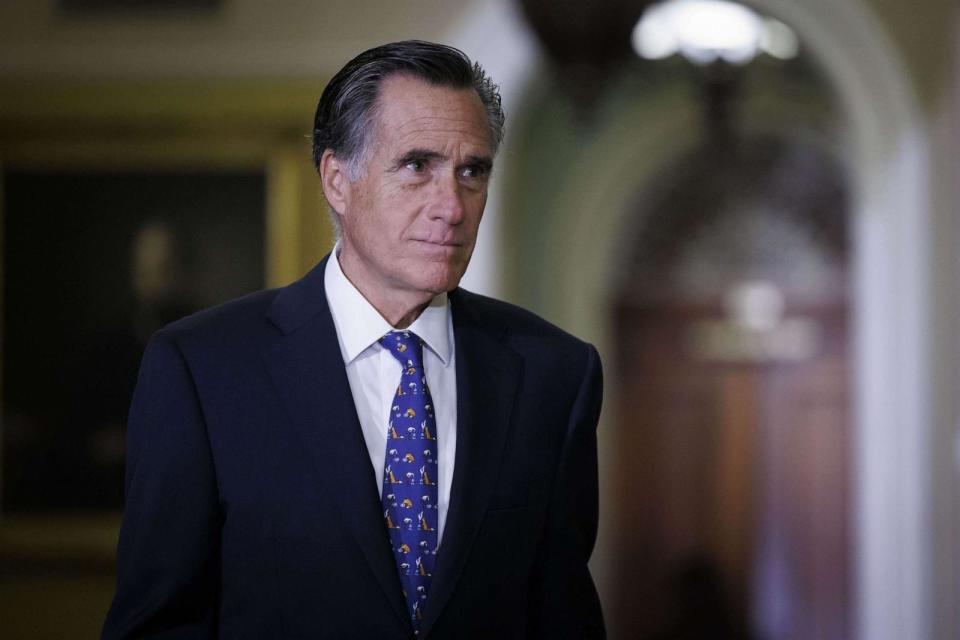 PHOTO: Senator Mitt Romney at the Capitol in Washington, DC, Sept. 21, 2023. (Ting Shen/Bloomberg via Getty Images, FILE)