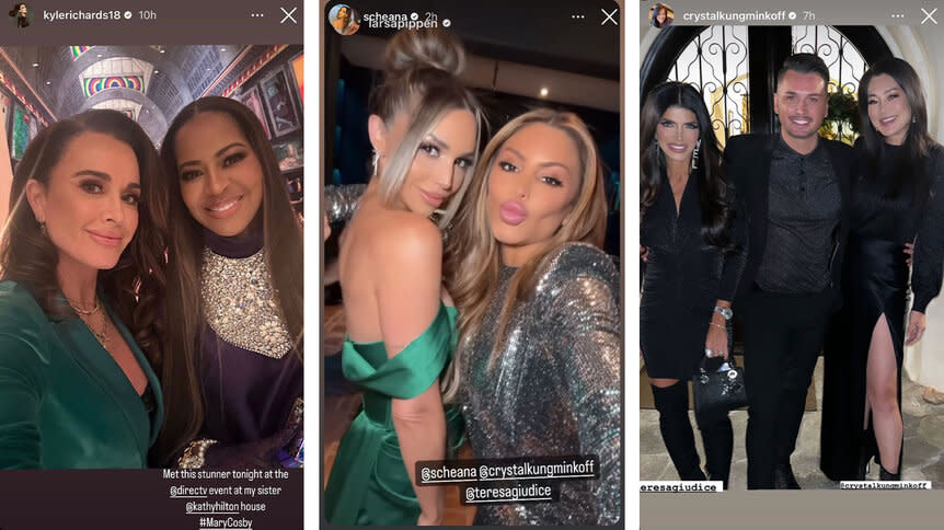 Bravolebs attend Kathy Hilton's Christmas party via Instagram stories.