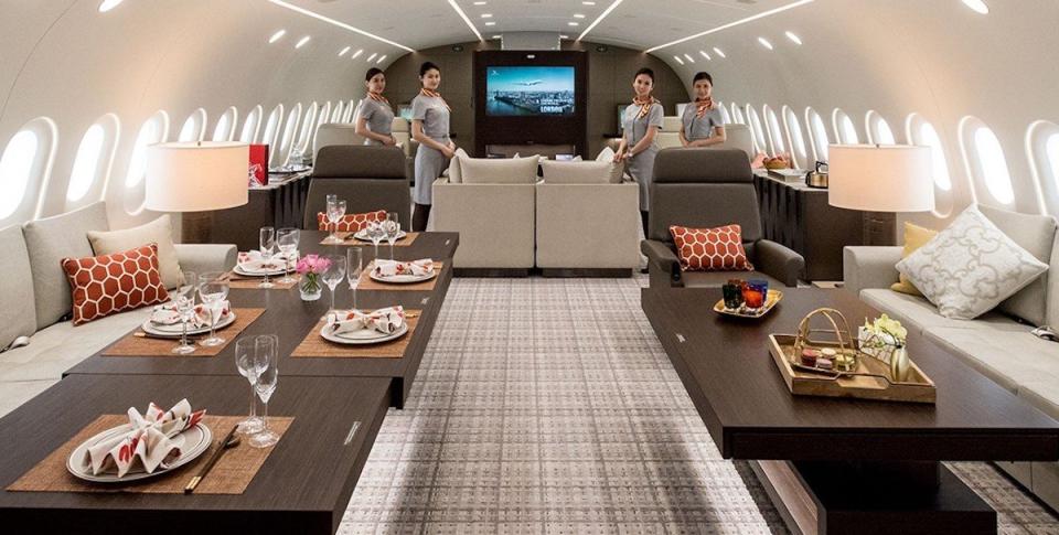 deer private jet dining area boeing