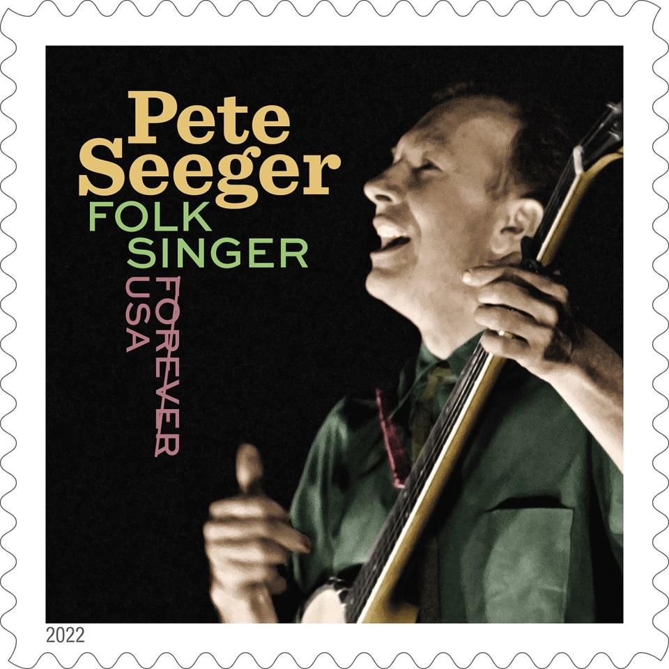 The Pete Seeger stamp from the U.S. Postal Service.