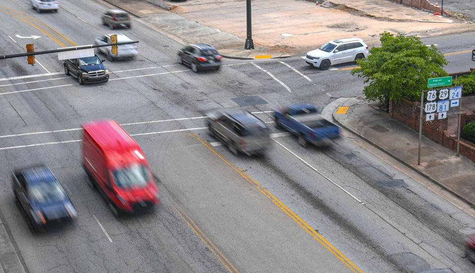 Traffic moves North and South on State Highway 81 (Murray Avenue), behind the Anderson County Courthouse near State Highway 24 (West Whitner Street), S.C. July 1, 2022.