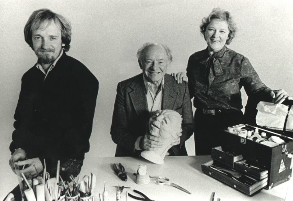 Makeup Artists Graham, Stuart, and Kay Freeborn With Yoda Head