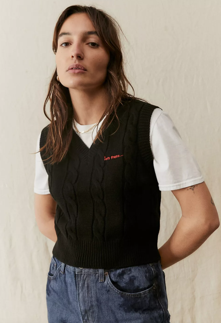 iets frans... Cable Sweater Vest in Black