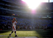 Running back BenJarvus Green-Ellis #42 of the Cincinnati Bengals warms up before taking on the Baltimore Ravens at M&T Bank Stadium on September 10, 2012 in Baltimore, Maryland. (Photo by Patrick Smith/Getty Images)