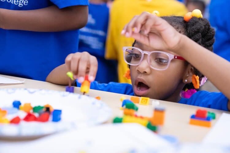 A student working at the Horizons summer program in New Haven, Connecticut, where First Lady Jill Biden and Education Secretary Miguel Cardona visited in July. (Jill Biden/Twitter)