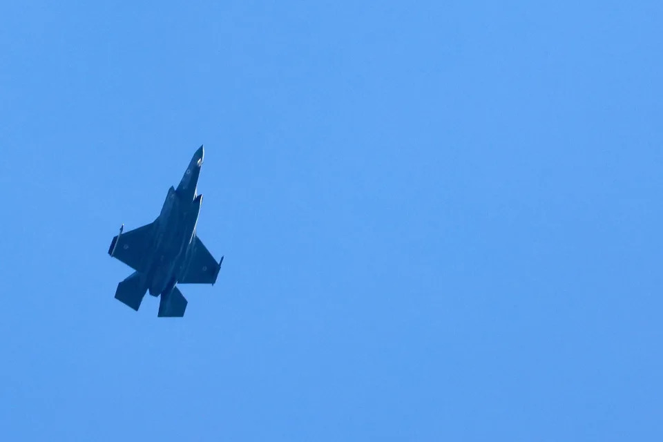 An Israeli F-35 stealth fighter flew over the border area with south Lebanon on March 12, 2024.