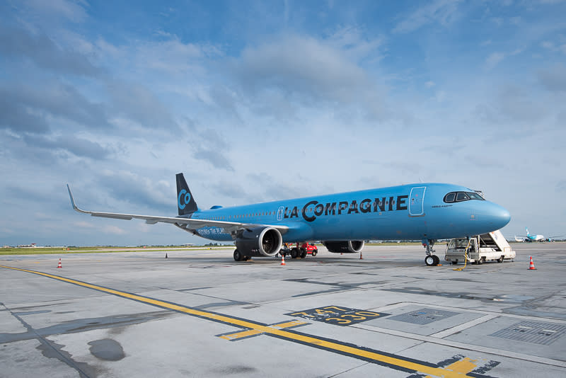 A La Compagnie Airbus A321neo parked on the tarmac