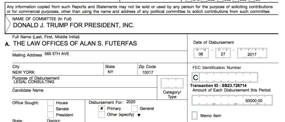 (Photo: Screenshot of the campaign disclosure form)