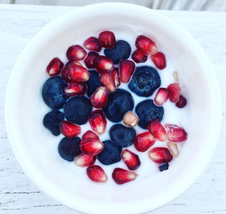 Blueberry, pomegranate and yoghurt