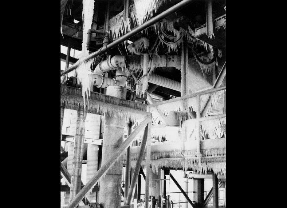 View of ice on the STS 51-L launch complex. (NASA)