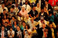 FILE PHOTO: Delegates sway to musician Carole King's performance of "You've Got a Friend" at the Democratic National Convention in Philadelphia, Pennsylvania