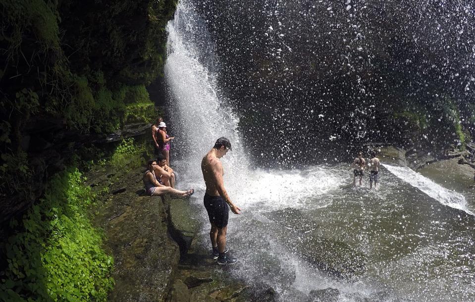 Cummins Falls outside Cookeville in Jackson County is an ideal place to cool off from the summer heat.
People cool off in the waterfall at Cummins Falls State Park on Tuesday June 28, 2016.