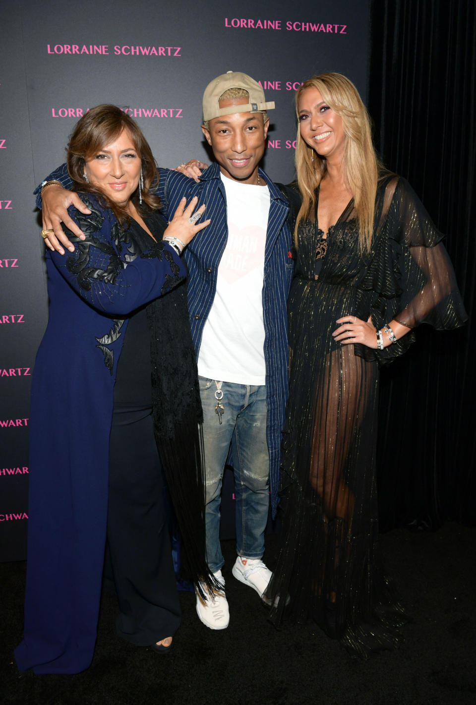 Lorraine Schwartz, Pharrell Williams y Ofira Sandberg