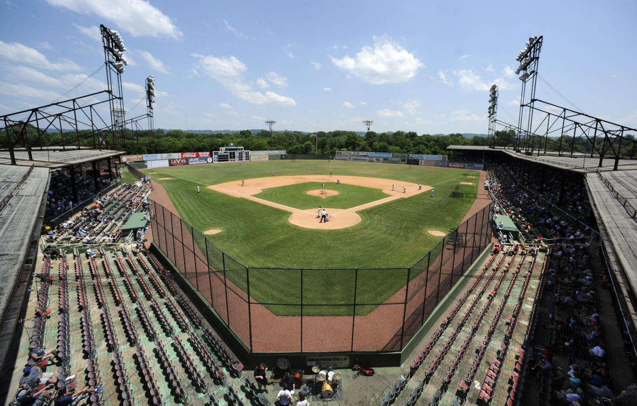 Major League Baseball will stage a Negro Leagues tribute game between the San Francisco Giants and the St. Louis Cardinals on June 20, 2024, at Rickwood Field in Birmingham, Alabama. The game will honor Hall of Famer Willie Mays, a Birmingham native who began his professional career with the team in 1948. (AP Photo/Jay Reeves, File)