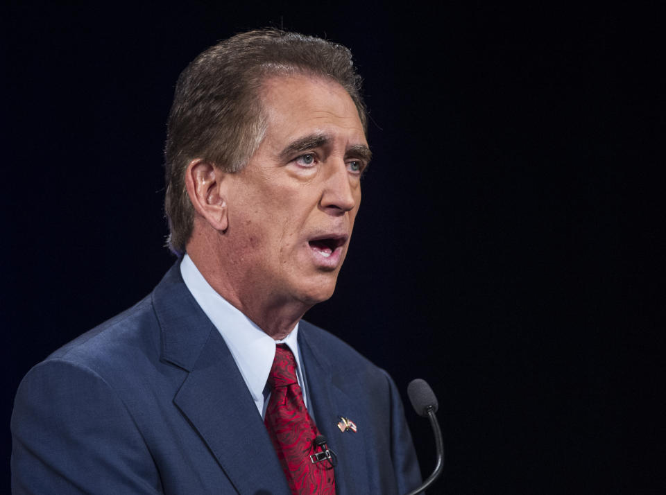 Rep. Jim Renacci, R-Ohio speaks during a debate at the Idea Center in Playhouse Square, Sunday, Oct. 14, 2018, in Cleveland. (AP Photo/Phil Long, Pool)