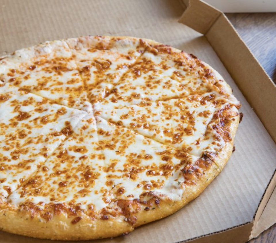 Closeup of a cheese pizza