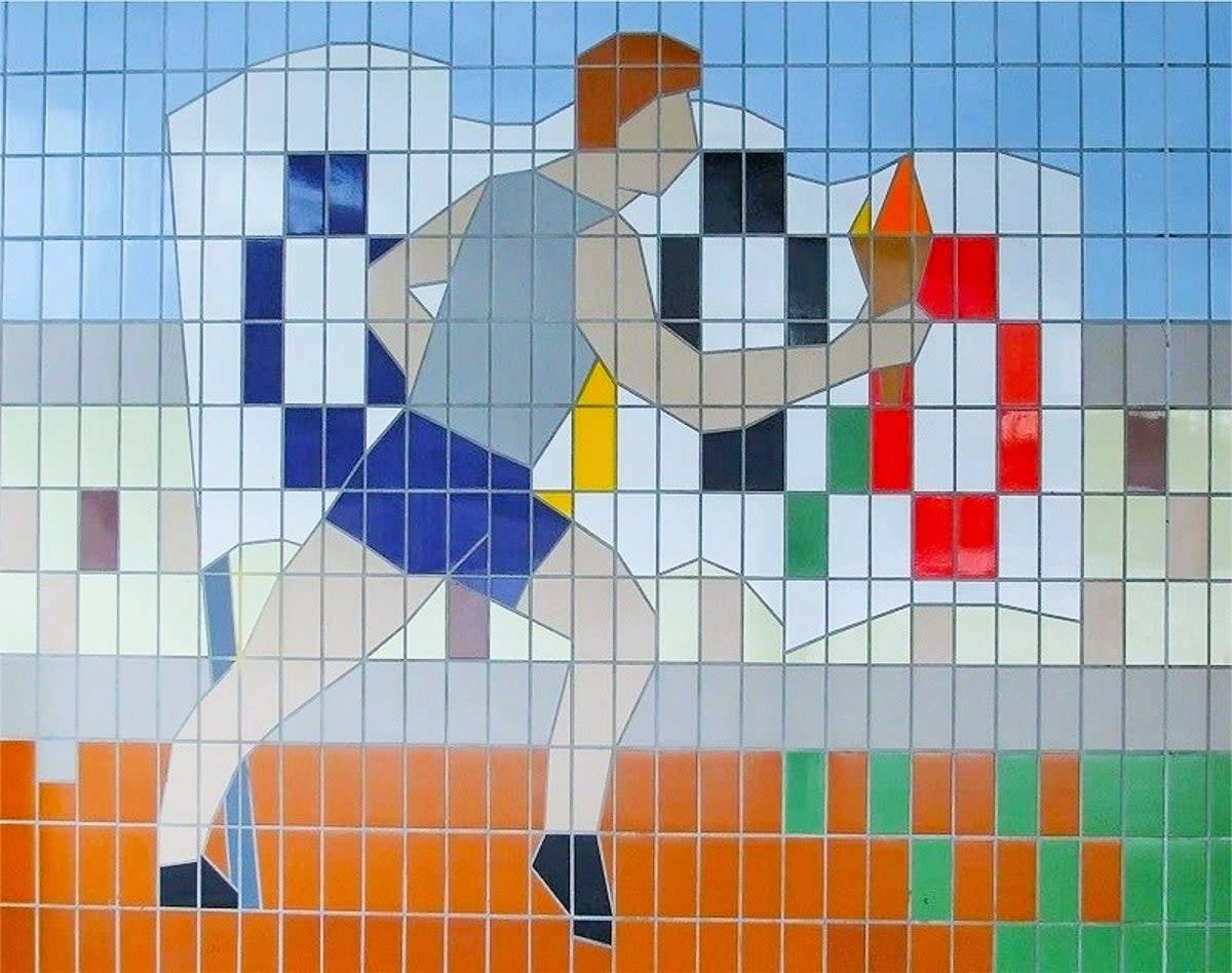 Olympic Torch mural commemorating 1948 Games at Wembley (Philip Grant)