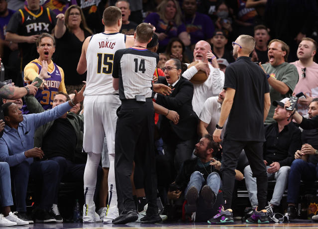 Nikola Jokic, Mat Ishbia get into courtside tussle during Game 4