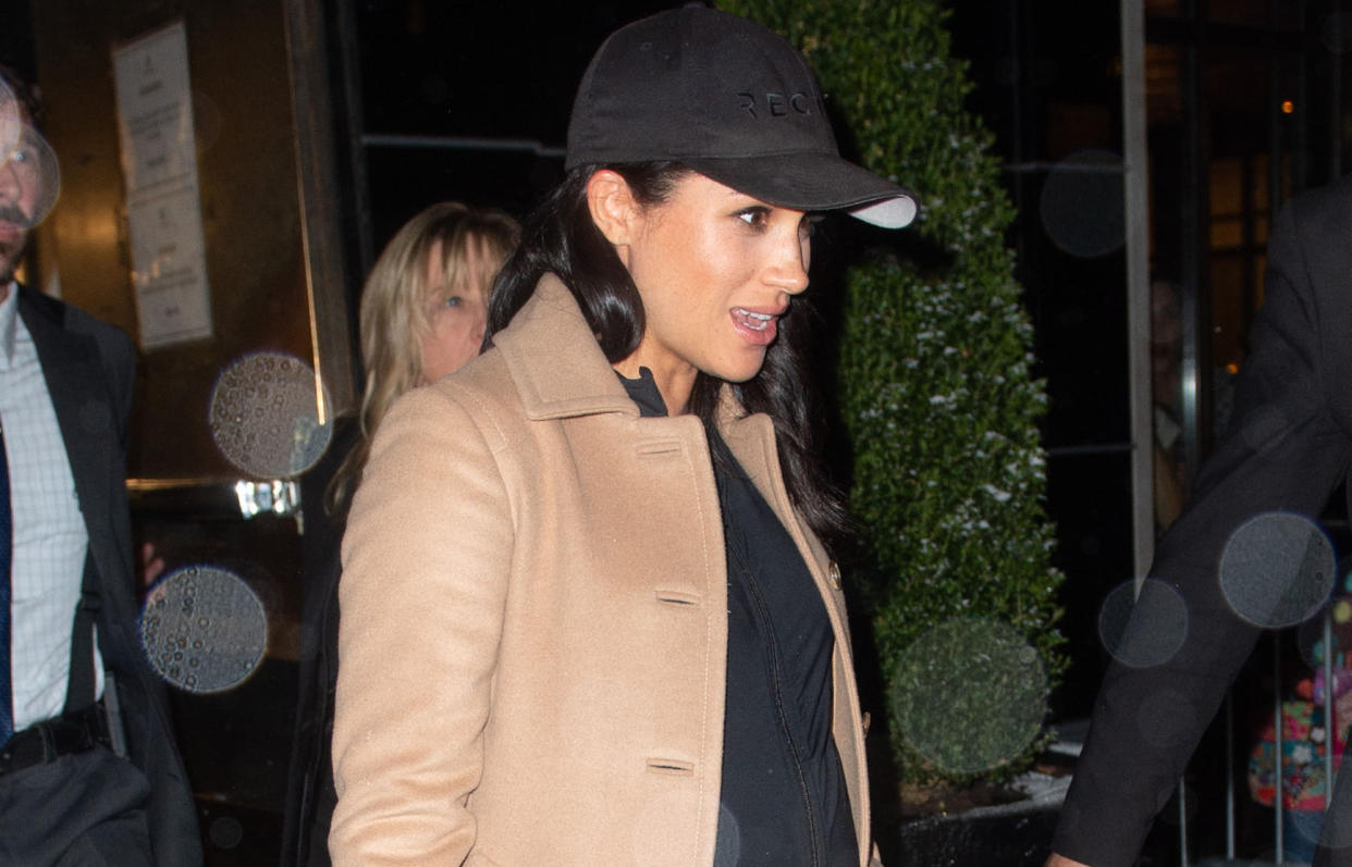 Meghan Markle leaves her hotel in New York City after her baby shower. (Photo: Getty Images)