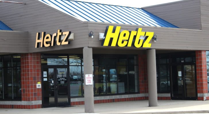 Image of Hertz (HTZ) branded store comprised of grey materials