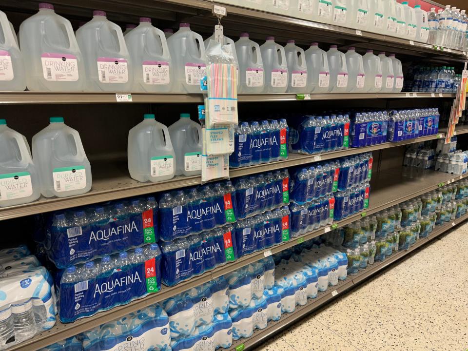 Before 8 a.m., Tuesday, Sept. 27, 2022, water had been restocked at the Publix at 1089 N. Collier Blvd., in Marco Island, Fla.   