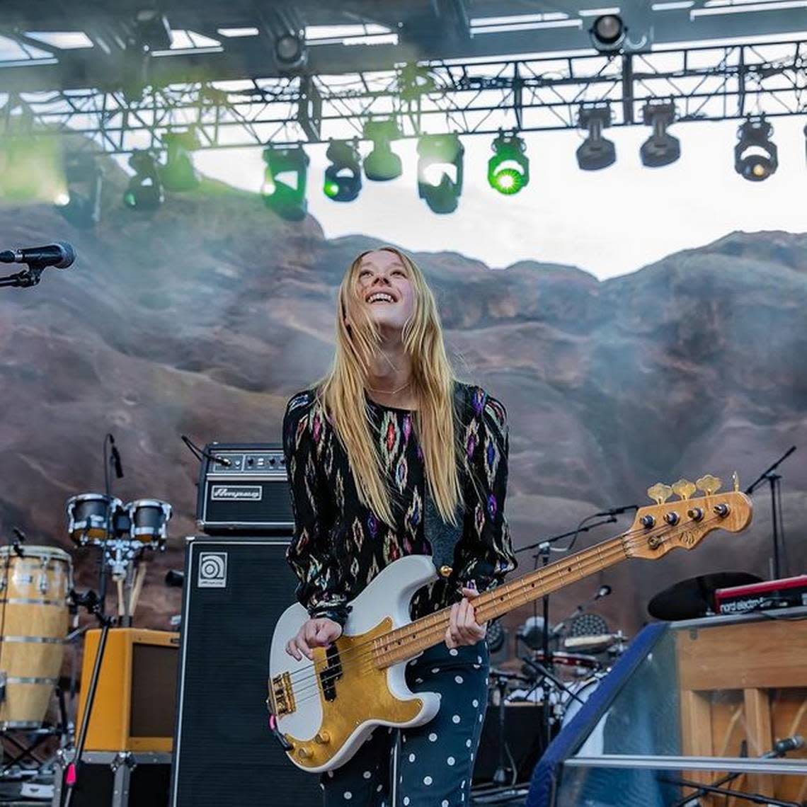 Karina Rykman “plays bass, sings, jumps around and laughs a lot,” according to her website. @karinarykman/Instagram