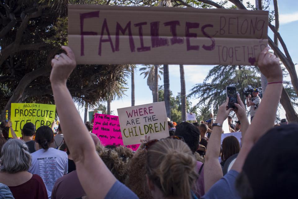 <p>People protest the Trump administration policy of separating children from parents arrested for illegally crossing the U.S.-Mexico border on Tuesday in Los Angeles. (Photo: David McNew/Getty Images) </p>