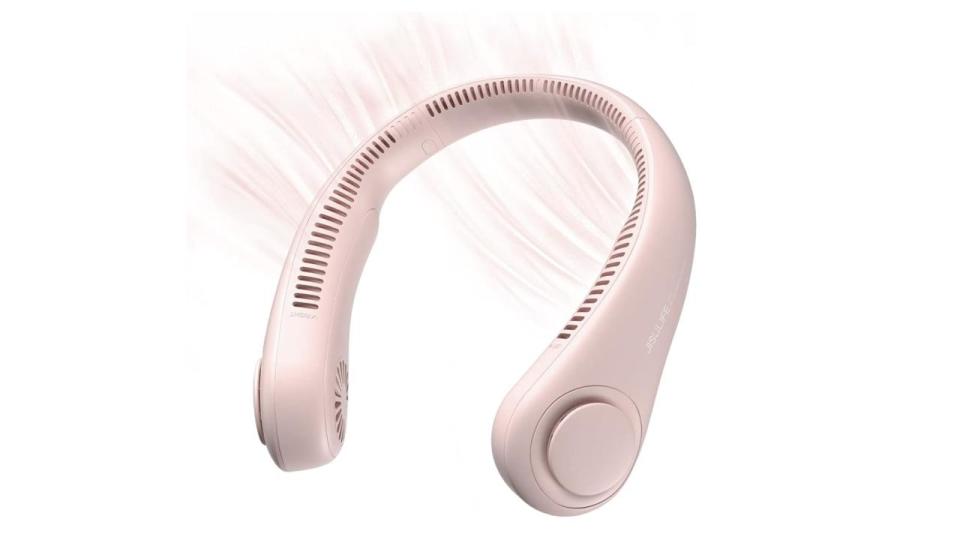 Ventilador portátil para cuello JISULIFE de color rosa. (Foto: Amazon)