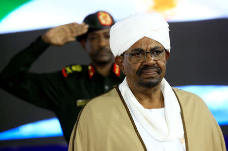 Sudan's President Omar al-Bashir is seen before delivering a speech at the Presidential Palace in Khartoum, Sudan February 22, 2019. REUTERS/Mohamed Nureldin Abdallah