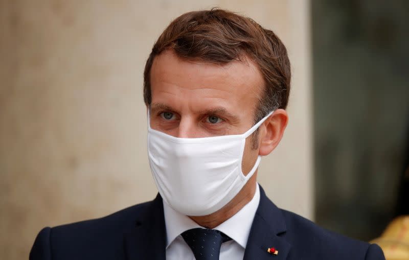 French President Macron at the Elysee Palace in Paris