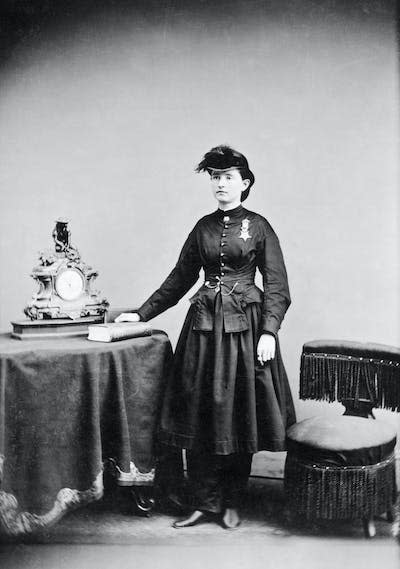 <span class="caption">Full-length portrait of Mary Edwards Walker, 1832-1919, American physician and advocate of women’s rights.</span> <span class="attribution"><a class="link " href="https://www.gettyimages.com/detail/news-photo/full-length-portrait-of-mary-edwards-walker-1832-1919-news-photo/515219782?adppopup=true" rel="nofollow noopener" target="_blank" data-ylk="slk:Mathew Brady/Getty Images;elm:context_link;itc:0;sec:content-canvas">Mathew Brady/Getty Images</a></span>