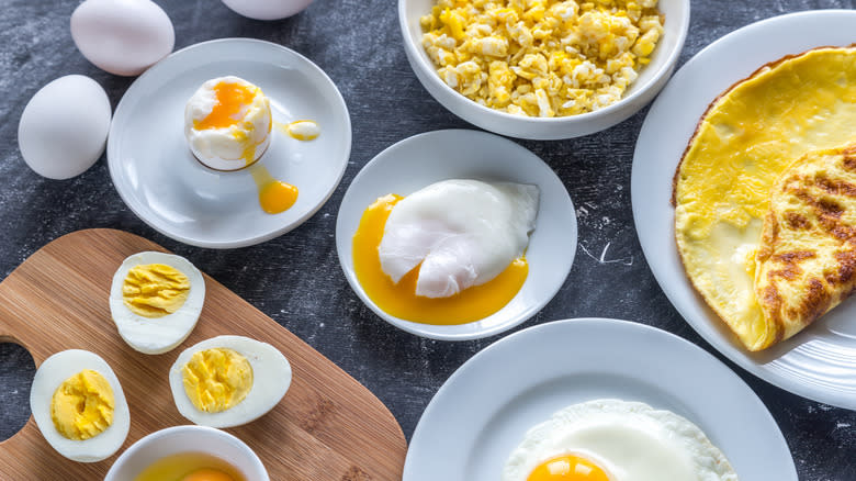 eggs in different doneness stages