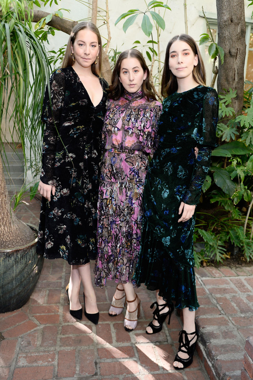 <p>Este and Alana in Rodarte and Danielle Haim in Prabal Gurung at the Vogue Fashion Fund Show at the Chateau Marmont, October 2017.</p>