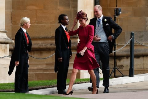 The Duke and Duchess of Cambridge arrive for the wedding of Princess Eugenie to Jack Brooksbank at St George's Chapel in Windsor Castle - Credit:  Adrian Dennis/ PA