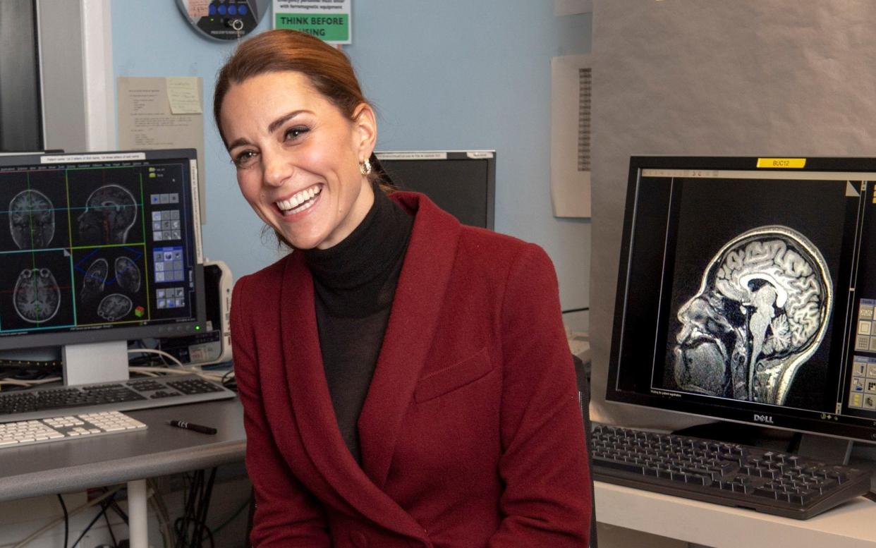 The Duchess of Cambridge during her visit to a UCL developmental neuroscience lab - PA