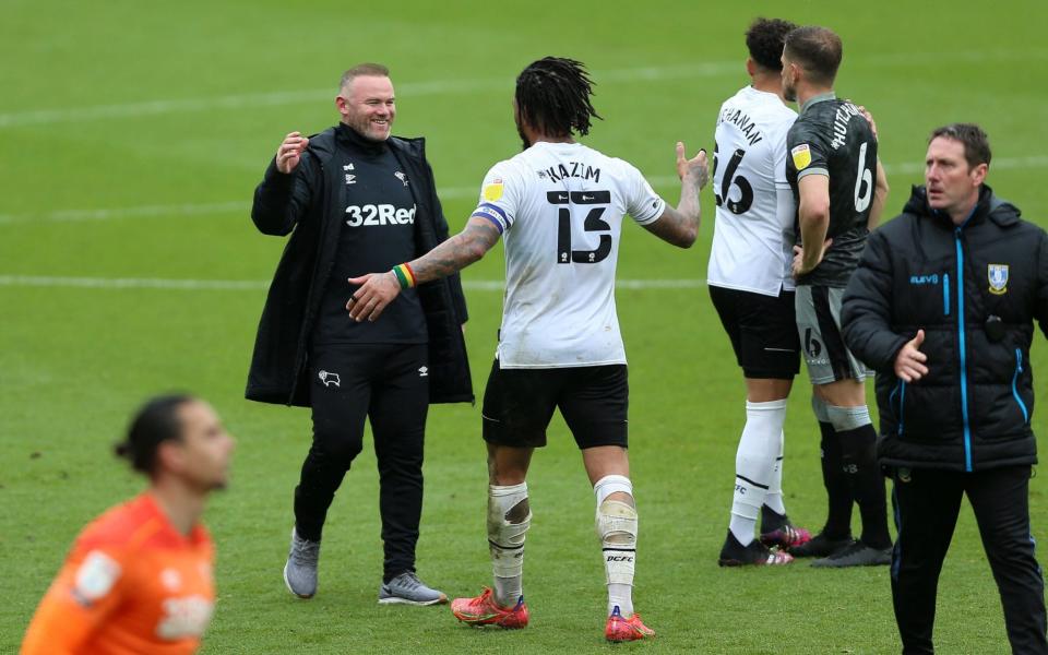 Derby survive after late Martyn Waghorn penalty keeps Wayne Rooney's men in the Championship - Nigel French /PA