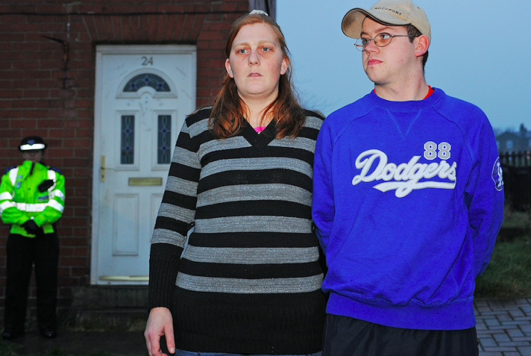 Matthews and her then boyfriend Craig Meehan during the search (Picture: Rex)