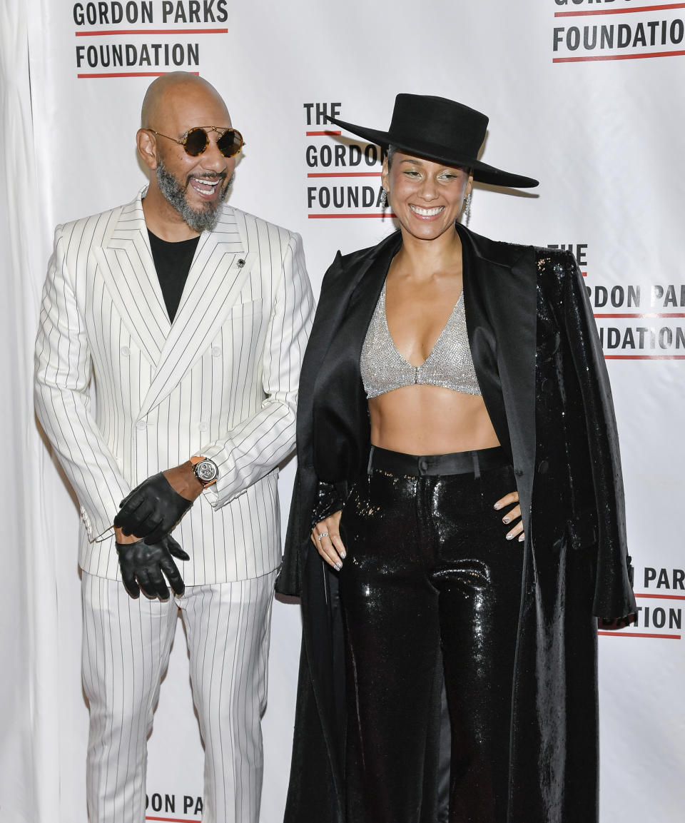 Swizz Beatz, left, and Alicia Keys attend the Gordon Parks Foundation Gala at Cipriani 42nd Street on Tuesday, May 21, 2024, in New York. (Photo by Evan Agostini/Invision/AP)