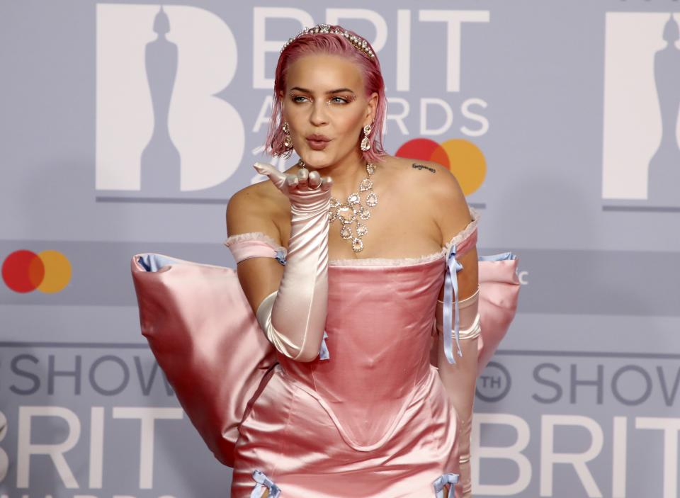 Anne-Marie poses for photographers upon arrival at Brit Awards 2020 in London, Tuesday, Feb. 18, 2020.(Photo by Vianney Le Caer/Invision/AP)