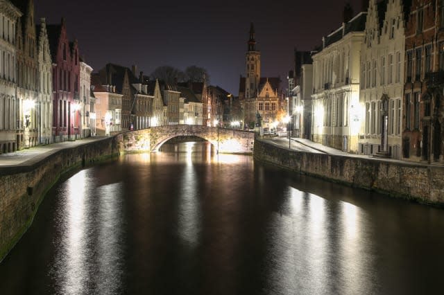 Evening on the canal in Bruges