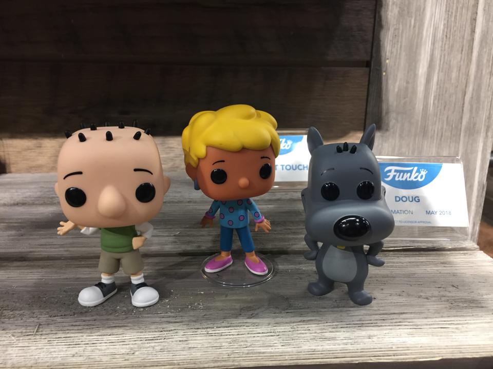 <p>Dig these awesome Funko replicas of Doug Funnie, Patti Mayonnaise, and Porkchop from the classic kids show <em>Doug</em>. (Photo: Ethan Alter) </p>