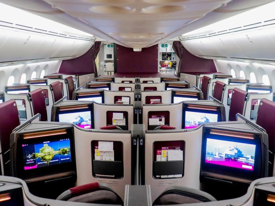 Qatar Airways' Boeing 787 business class.