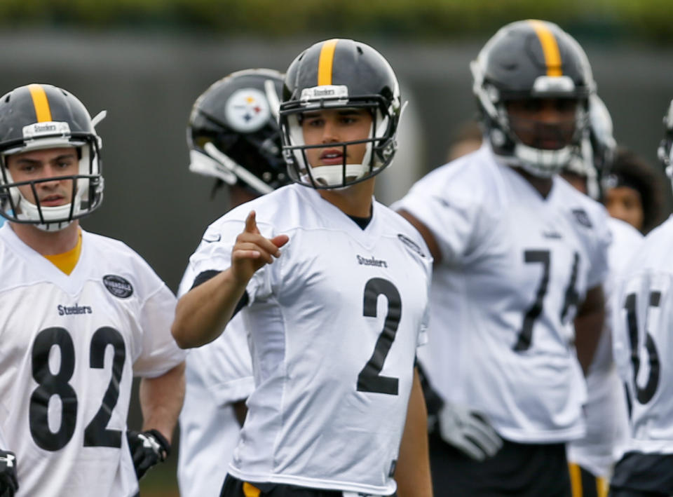 Pittsburgh Steelers quarterback Mason Rudolph (2) during their NFL football rookie mini camp, Friday, May 11, 2018, in Pittsburgh. (AP Photo/Keith Srakocic)